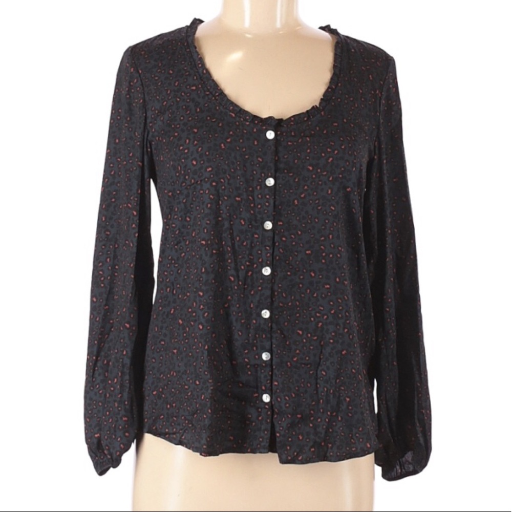 Anthro Dolan Marilyn animal print contrast blouse - Picture 9 of 16